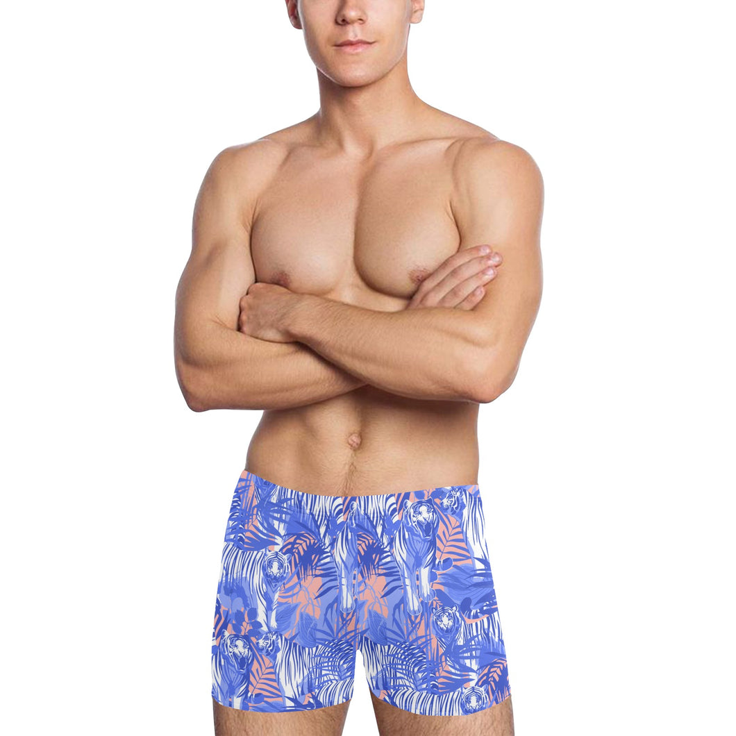 white bengal tigers pattern Men's Swimming Trunks