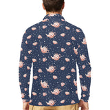 Tea pots Pattern Print Design 04 Men's Long Sleeve Polo Shirt