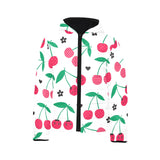 cherry pattern white background Kids' Boys' Girls' Padded Hooded Jacket