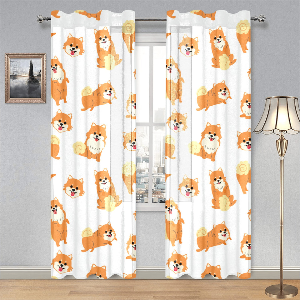 Brown pomeranian pattern Gauze Curtain