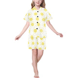hand drawn sun pattern Kids' Boys' Girls' V-Neck Short Pajama Set