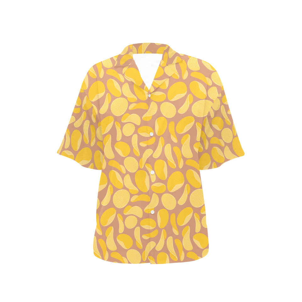 Potato Chips Pattern Print Design 01 Women's All Over Print Hawaiian Shirt