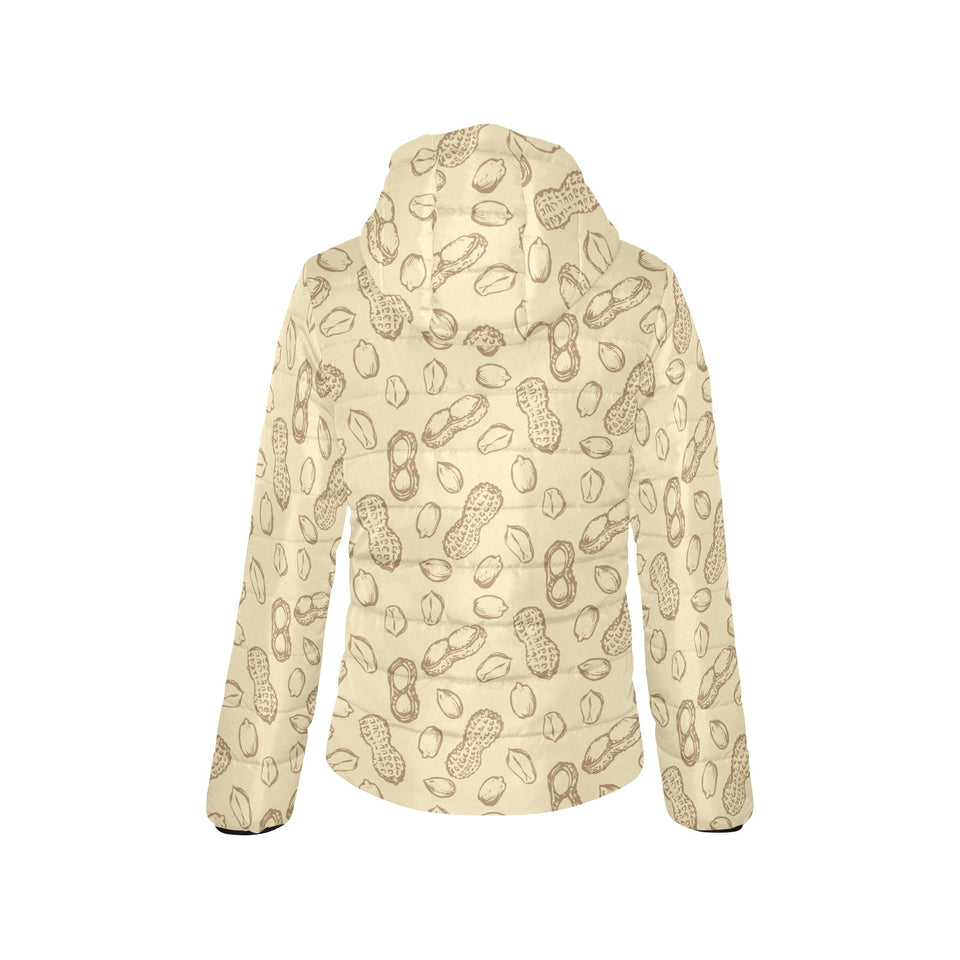 hand drawn peanuts pattern Women's Padded Hooded Jacket