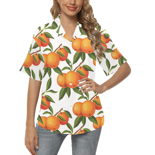 Oranges pattern background Women's All Over Print Hawaiian Shirt