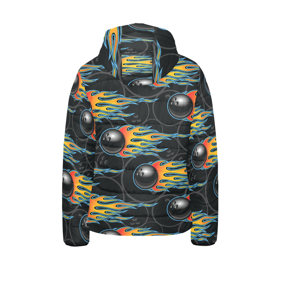 Bowling balls flame pattern Kids' Boys' Girls' Padded Hooded Jacket