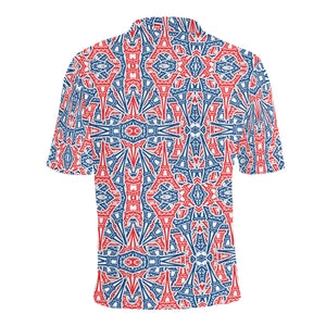 Blue Red Eiffel Tower Pattern Print Design 02 Men's All Over Print Polo Shirt