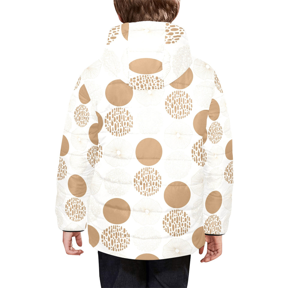 Gold Texture mushroom pattern Kids' Boys' Girls' Padded Hooded Jacket