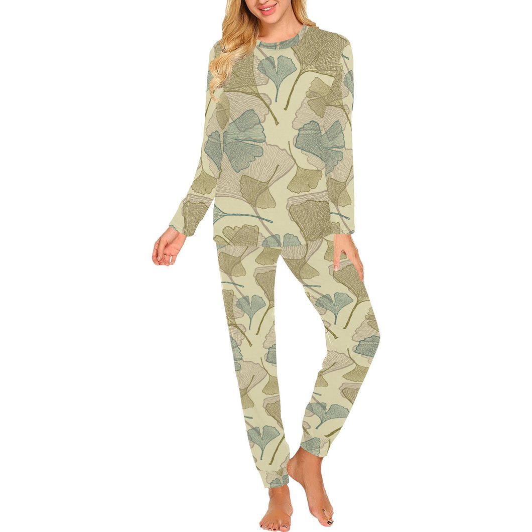 Ginkgo leaves design pattern Women's All Over Print Pajama Set
