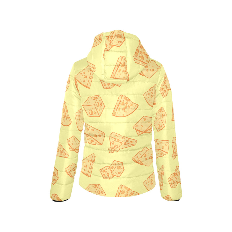Cheese design pattern Women's Padded Hooded Jacket