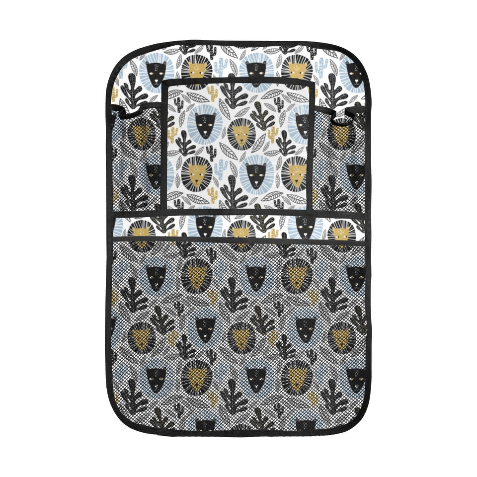 Lion Pattern Print Design 05 Car Seat Back Organizer