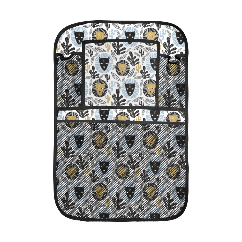 Lion Pattern Print Design 05 Car Seat Back Organizer