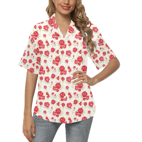 Rose Pattern Print Design 01 Women's All Over Print Hawaiian Shirt