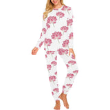 Pink lotus waterlily pattern Women's All Over Print Pajama Set