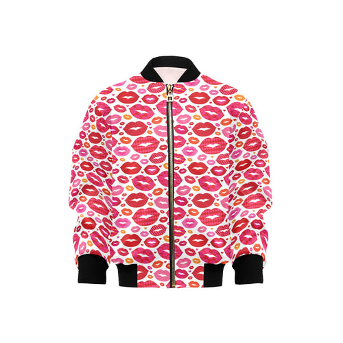 Lips Pattern Print Design 01 Kids' Boys' Girls' Bomber Jacket
