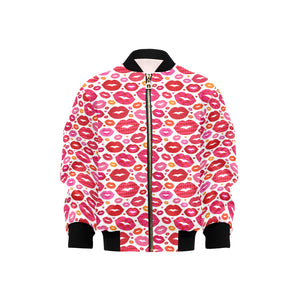 Lips Pattern Print Design 01 Kids' Boys' Girls' Bomber Jacket