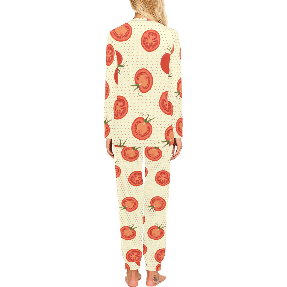 Tomato dot background Women's All Over Print Pajama Set