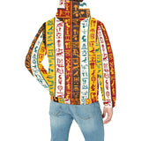 Egypt Hieroglyphics Pattern Print Design 01 Men's Padded Hooded Jacket