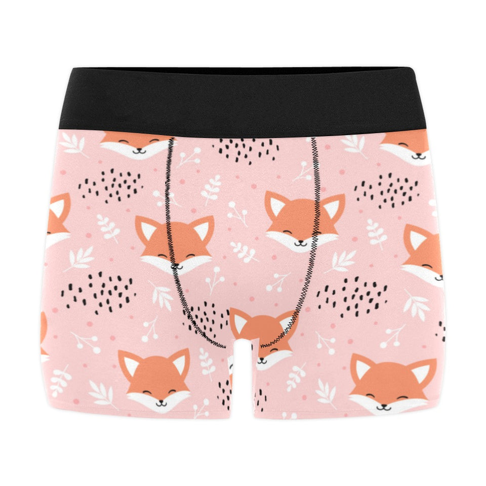 Cute fox pattern pink background Men's All Over Print Boxer Briefs Men's Underwear