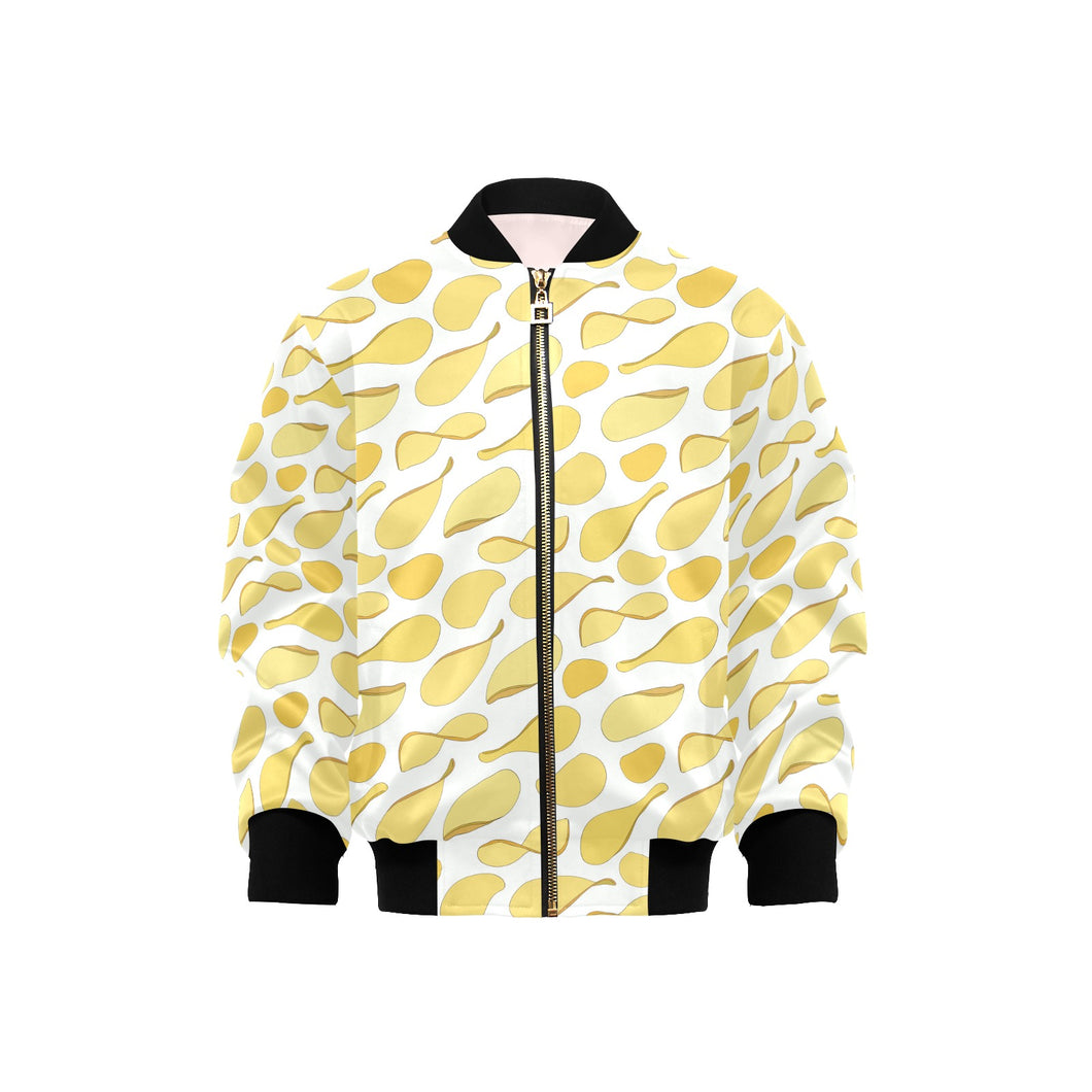 Potato Chips Pattern Print Design 02 Kids' Boys' Girls' Bomber Jacket