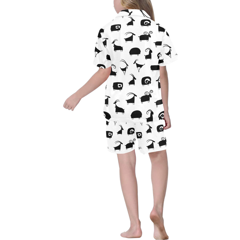 Goat ram pattern Kids' Boys' Girls' V-Neck Short Pajama Set