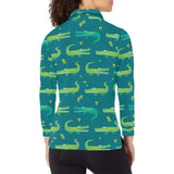 Crocodile pattern Women's Long Sleeve Polo Shirt