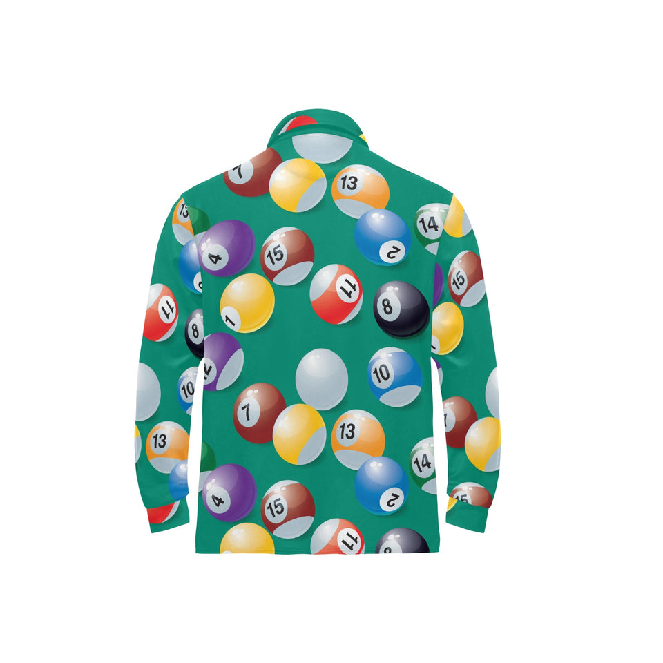Billiard Ball Pattern Print Design 01 Men's Long Sleeve Polo Shirt