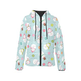 Cute snowman snowflake pattern Women's Padded Hooded Jacket