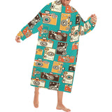 Camera Pattern Print Design 03 Blanket Robe with Sleeves