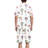 Hot air balloon pattern Men's V-Neck Short Pajama Set
