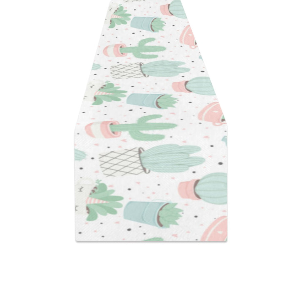 Pastel color cactus pattern Table Runner