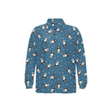 Cute boston terrier dog spattern Men's Long Sleeve Polo Shirt