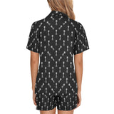 Engine Piston Black Theme Pattern Print Design 03 Women's V-Neck Short Pajama Set