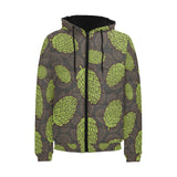 Hop pattern black background Men's Padded Hooded Jacket