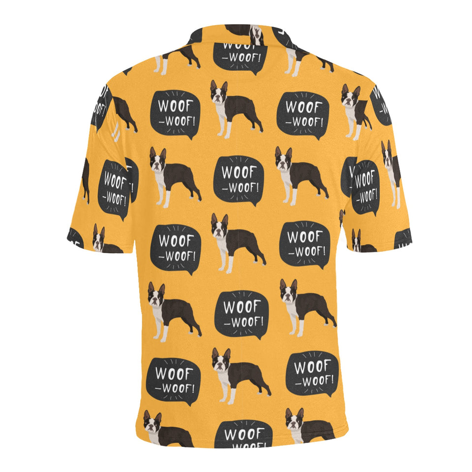 Boston terrier design pattern Men's All Over Print Polo Shirt