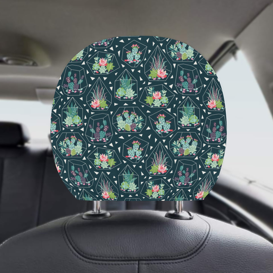 Cactus glass terrarium pattern Car Headrest Cover