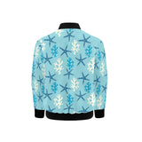 Blue starfish coral reef pattern Kids' Boys' Girls' Bomber Jacket