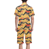 Kangaroo Australian aboriginal art pattern Men's V-Neck Short Pajama Set