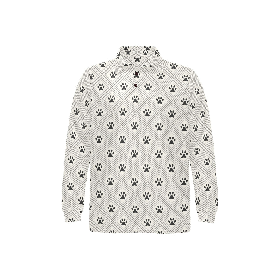 Dog Paws Pattern Print Design 03 Men's Long Sleeve Polo Shirt
