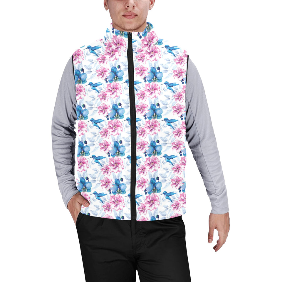 Hummingbird Pattern Print Design 02 Men's Padded Vest