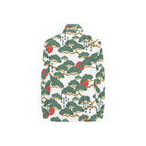 Bonsai red sun japanese pattern Women's Long Sleeve Polo Shirt