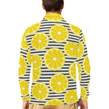 slice of lemon design pattern Men's Long Sleeve Polo Shirt