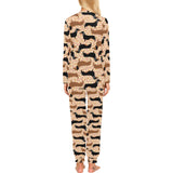 Dachshund floral background Women's All Over Print Pajama Set