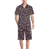 Hummingbird Pattern Print Design 04 Men's V-Neck Short Pajama Set