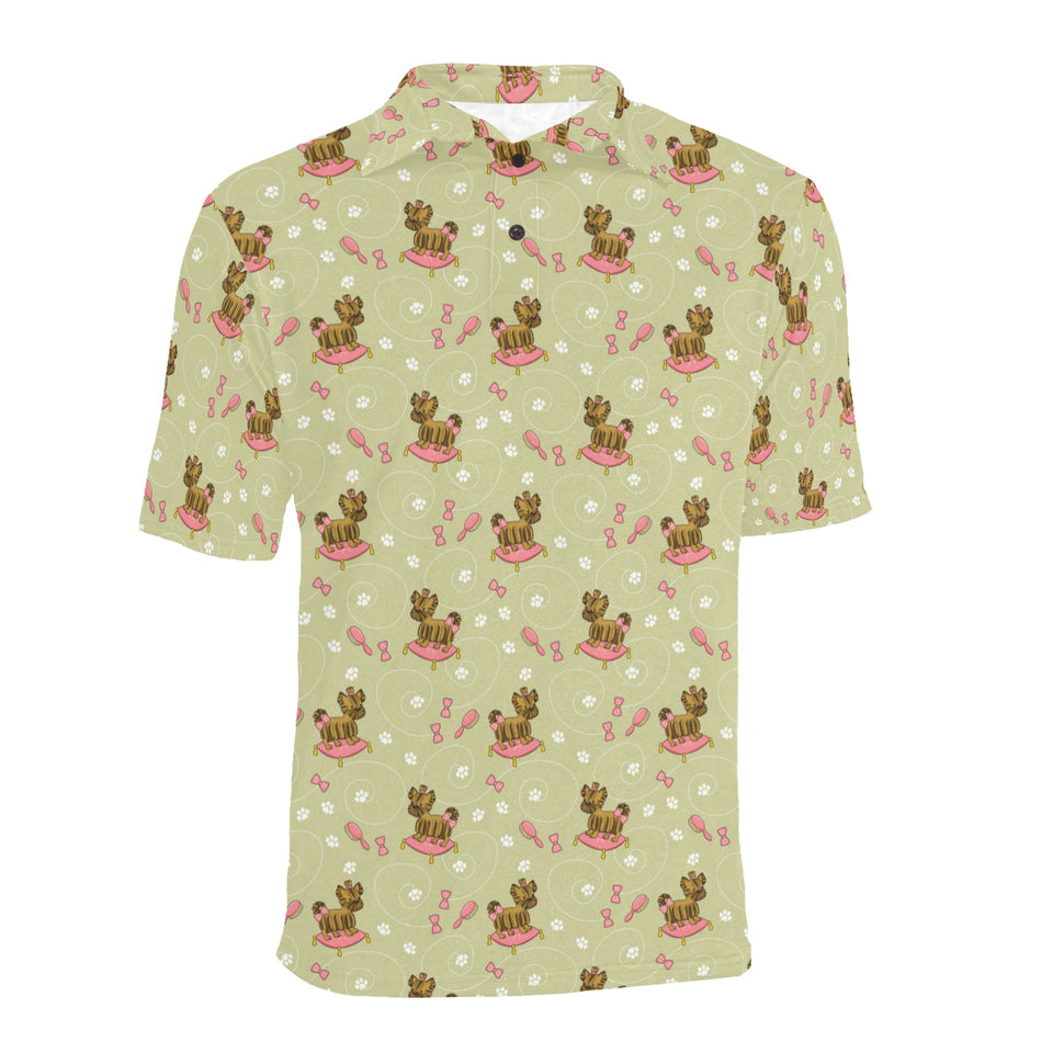 Yorkshire Terrier Pattern Print Design 01 Men's All Over Print Polo Shirt