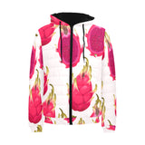 dragon fruits design pattern Men's Padded Hooded Jacket