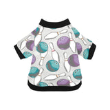 Bowling ball and pin gray background All Over Print Pet Dog Round Neck Fuzzy Shirt