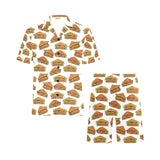 Sandwich Pattern Print Design 02 Men's V-Neck Short Pajama Set