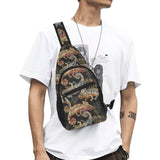 Chameleon lizard tropical leaves palm tree All Over Print Chest Bag