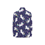 Hand drawn cute unicorn star planet Women's Long Sleeve Polo Shirt