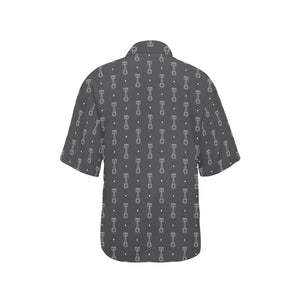Engine Piston Black Background Pattern Design 02 Women's All Over Print Hawaiian Shirt